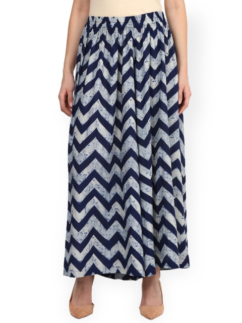 

Castle Women Navy Blue & Grey Printed Flared Palazzos