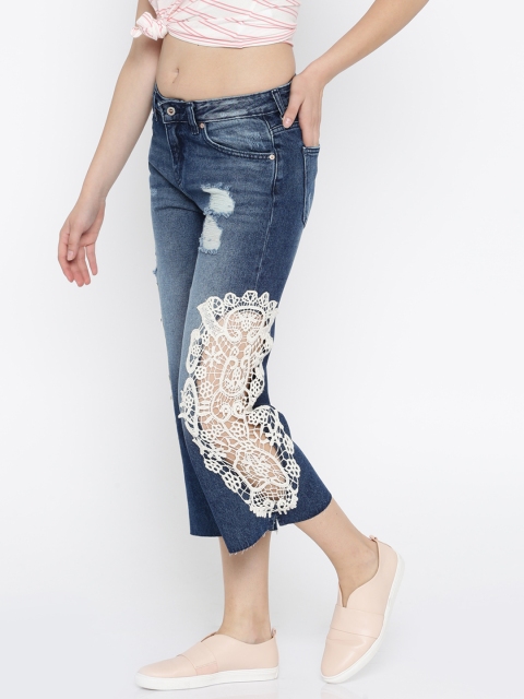 

ONLY Women Blue Regular Fit High-Rise Mildly Distressed Jeans