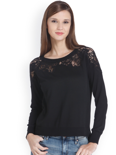 

ONLY Women Black Solid Pullover