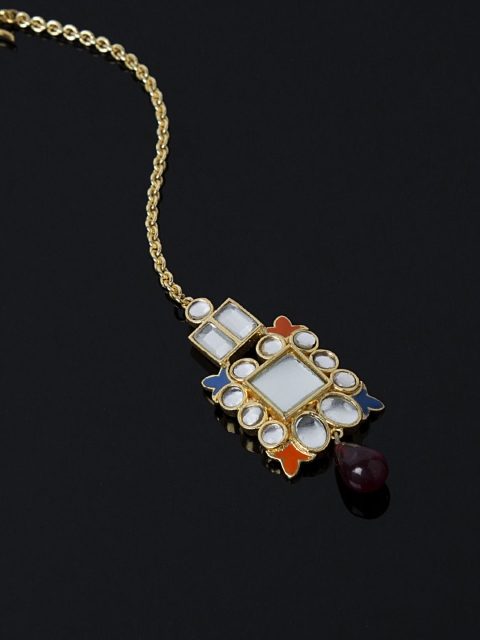 

Studio Voylla Amer Extn Multicoloured Gold-Plated Stone-Studded Maang Tika, Multi