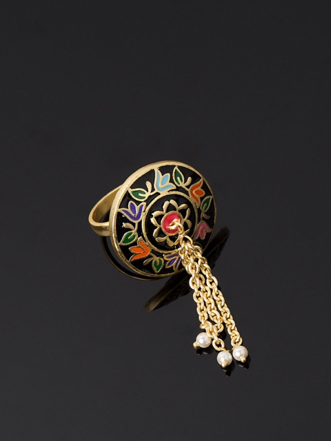 

Studio Voylla Kashmiri Black Handcrafted Gold-Plated Beaded Ring