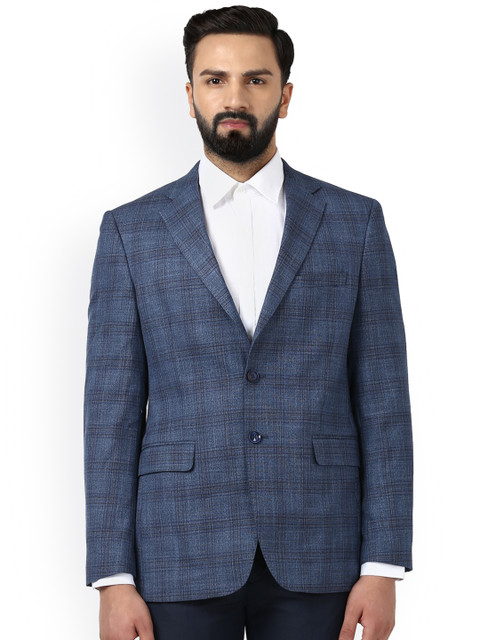 

Raymond Blue Checked Single-Breasted Formal Blazer