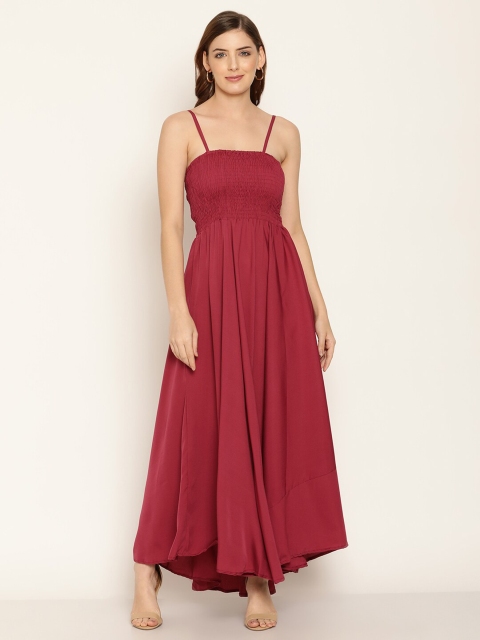 

Aawari Women Maroon Solid Shoulder Straps Maxi Dress