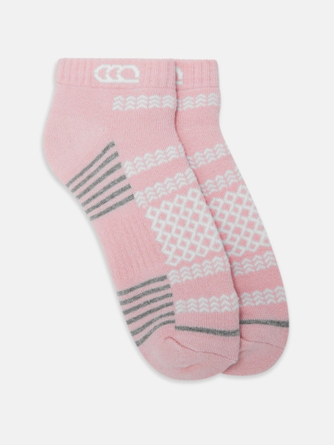 

Ajile by Pantaloons Women Pink Striped Ankle-Length Socks