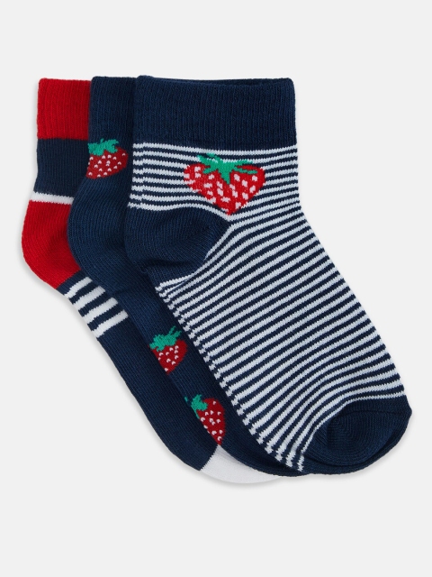 

Pantaloons Junior Girls Pack Of 3 Patterned Socks, Navy blue