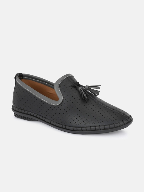 

Big Fox Men Black Perforations Slip-On Loafers