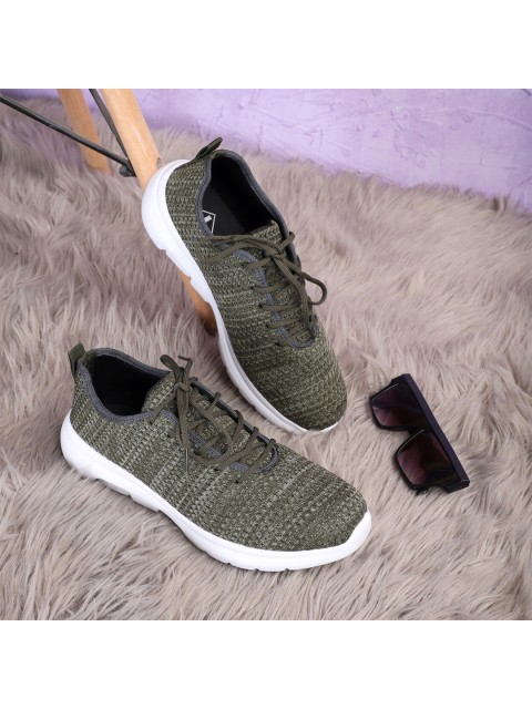 

TPENT Men Green Mesh Running Shoes