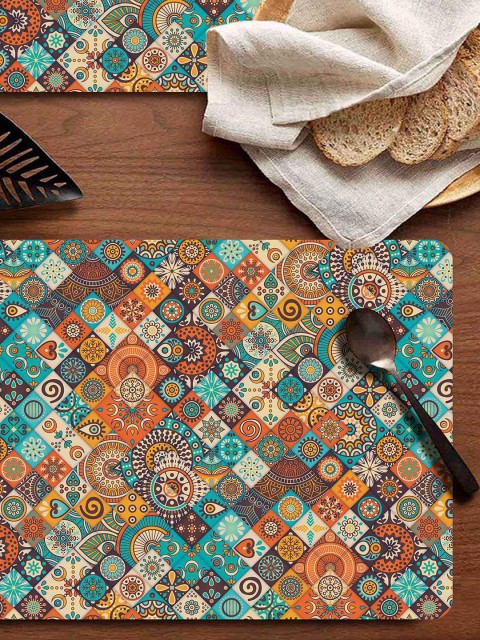 

Smart Serve Set of 6 Orange & Yellow Printed Table Placemats