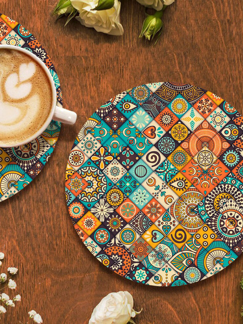 

smart serve Set Of 4 Blue Printed Dining Table Placemats
