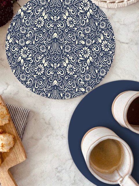

smart serve Set Of 4 Navy Blue & Beige Printed Table Placemats