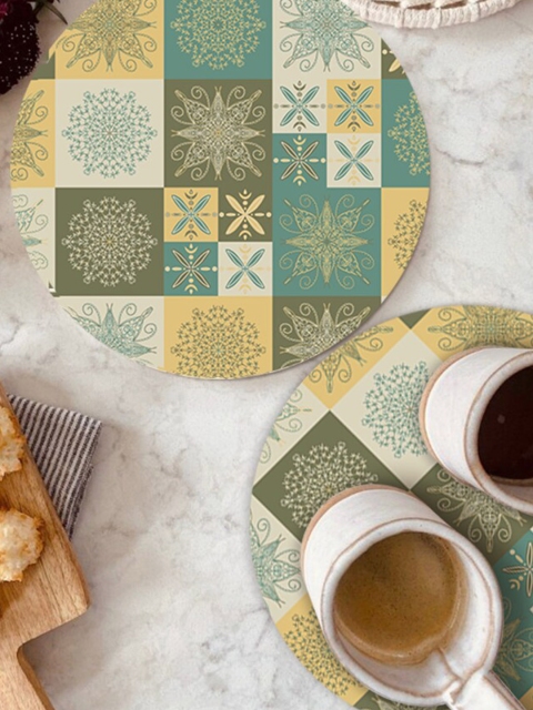 

smart serve Set Of 4 Green Printed Trivet Table Placemats