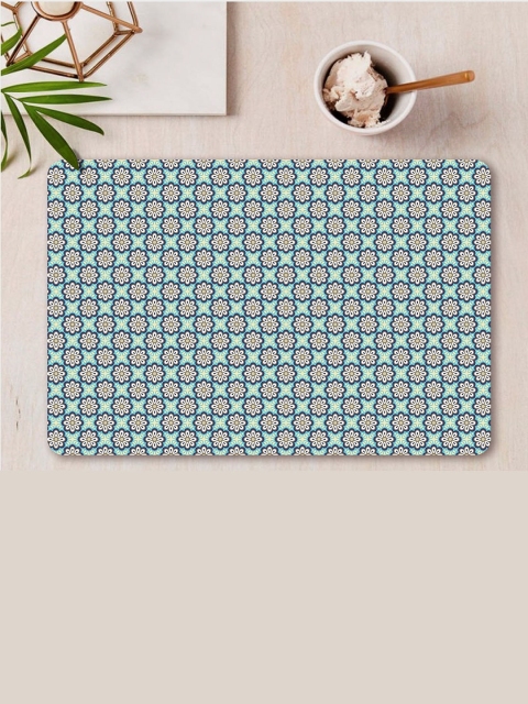 

smart serve Set Of 2 Blue & White Printed Rectangular Wooden Table Placemats`