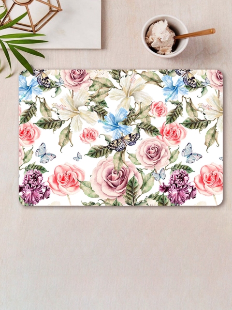 

smart serve Set Of 2 White Printed Wooden Table Placemats