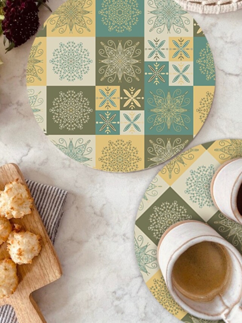 

smart serve Set Of 2 Green Printed Trivet Table Placemats