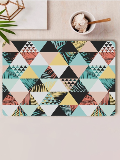 

smart serve Set Of 4 Blue & Black Printed Rectangular Wooden Table Placemats