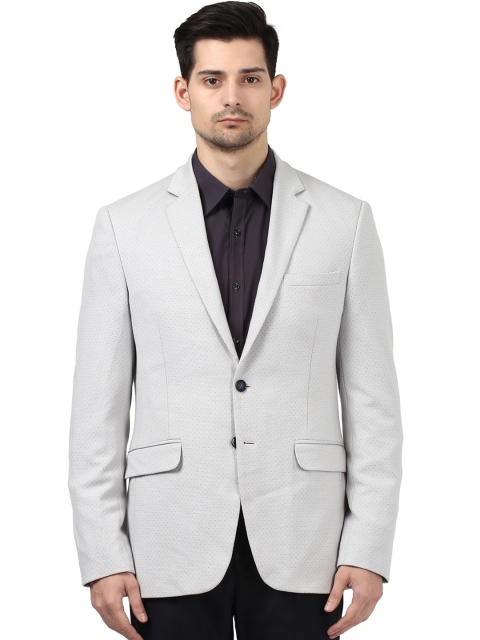 

Park Avenue Grey Patterned Single-Breasted Slim Formal Blazer