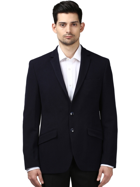 

Park Avenue Navy Single-Breasted Slim Fit Formal Blazer, Navy blue