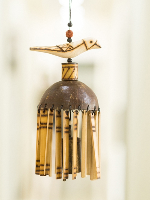 

ExclusiveLane Wooden Handmade Bird Wind Chime With Kutchh Bell, Brown