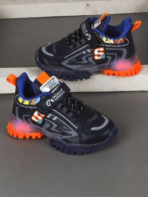

FEETWELL SHOES Unisex Kids Black Printed LED Sneakers