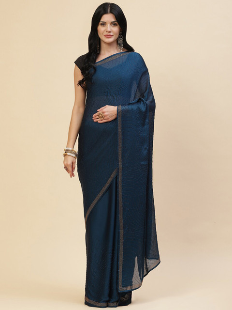 

Meena Bazaar Teal Blue Embellished Saree