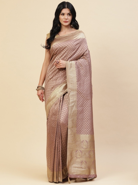 

Meena Bazaar Women Mauve Woven Design Silk Blend Saree