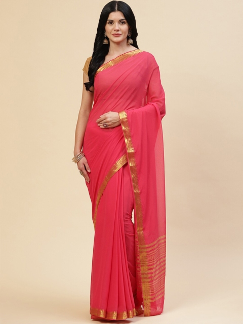 

Meena Bazaar Women Pink & Gold-Toned Saree