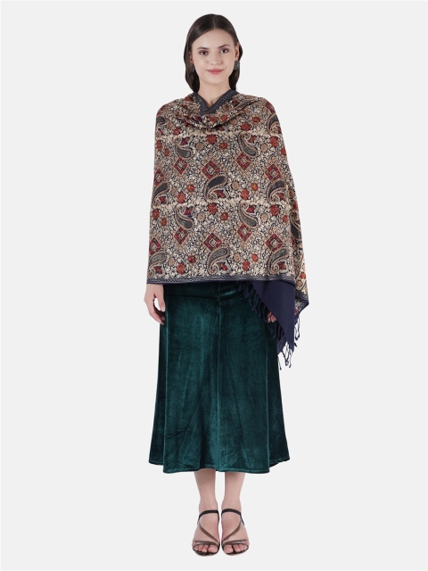 

MUFFLY Women Blue & Red Embroidered Stole