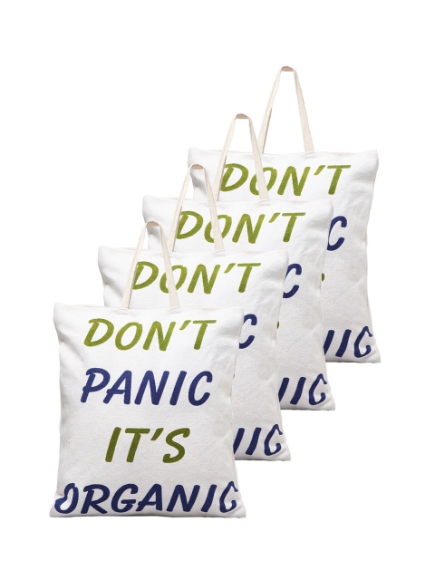 

KLOTTHE White Printed Pack Of 4 Shopper Tote Bag