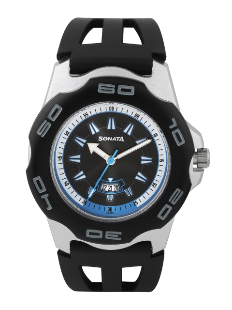 

Sonata Men Black Analogue Watch NH7929PP06