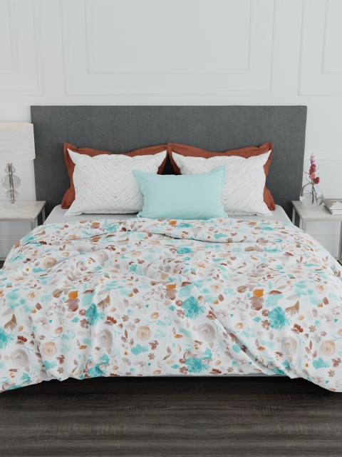 

Trident Grey & Off White Floral 100% Cotton 144 TC King Bedsheet with 2 Pillow Covers