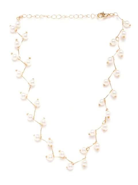 

LAFORWORD Gold-Toned & White Brass Gold-Plated Antique Necklace
