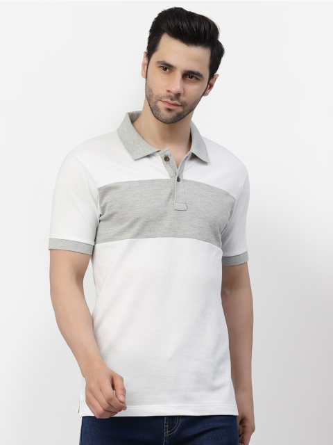 

Kalt Men Plus Size White & Grey Melange Polo Collar T-shirt