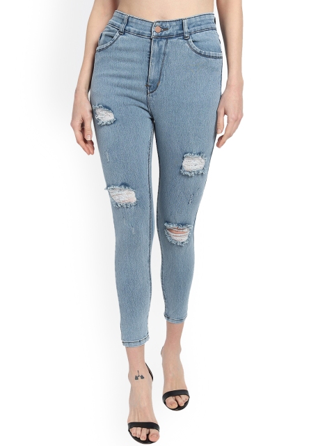 

LIVE OK Women Skinny Fit High-Rise Mildly Distressed Stretchable Jeans, Na