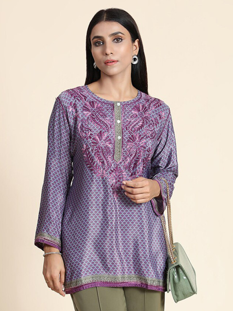

HOUSE OF KARI Purple Embroidered Tunic