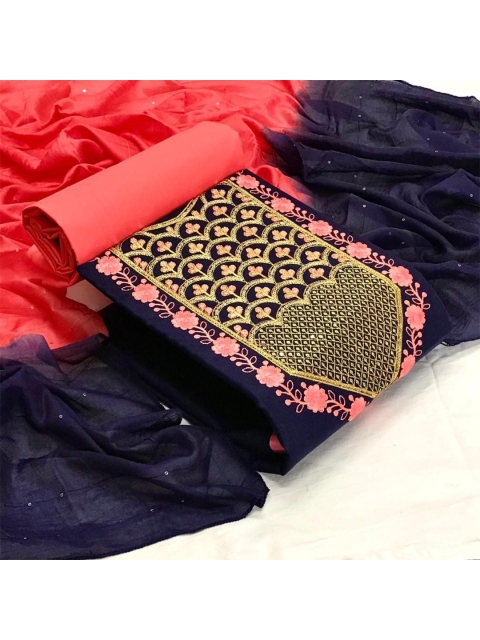 

MORLY Blue & Pink Embellished Unstitched Dress Material