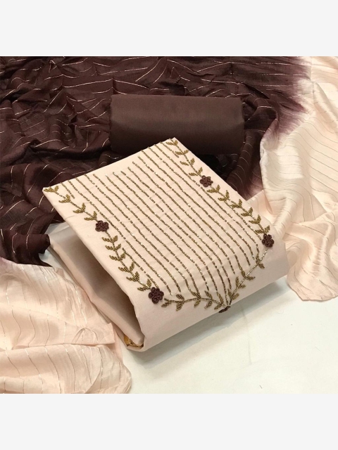 

MORLY Women Beige & Brown Embellished Unstitched Dress Material
