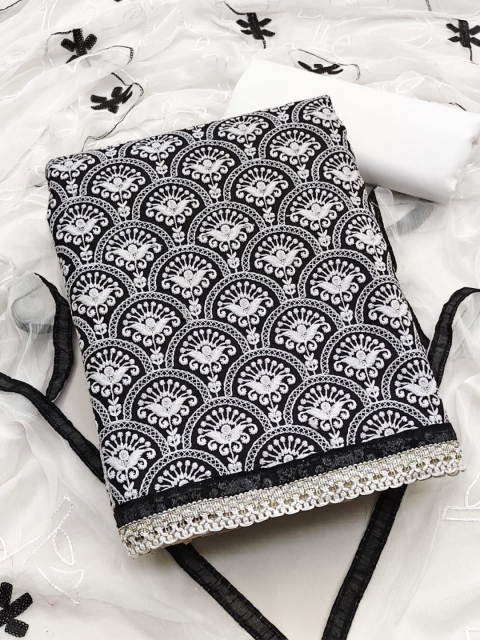 

MORLY Black & White Embroidered Unstitched Dress Material