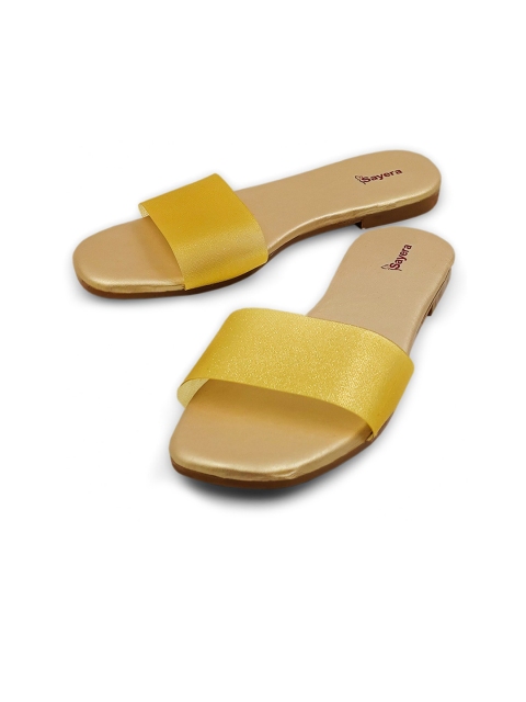 

Sayera Women Yellow Solid Mesh Open Toe Flats