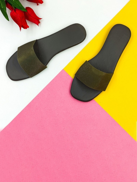 

Sayera Women Green Solid Open Toe Flats