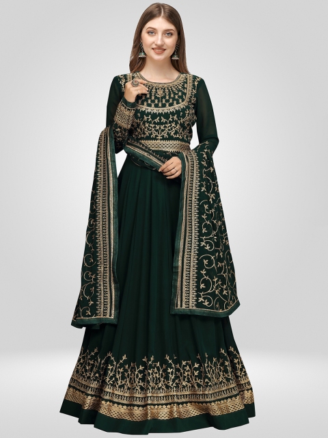 

Nivah Fashion Women Green Embroidered Pleated Thread Work Kurti with Salwar & With Dupatta