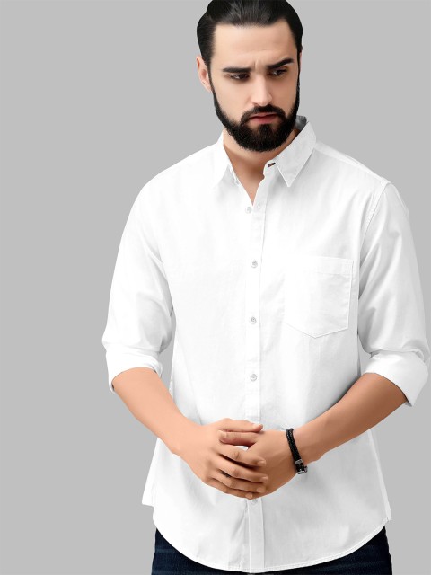 

Fashion FRICKS Men White Solid Casual Shirt
