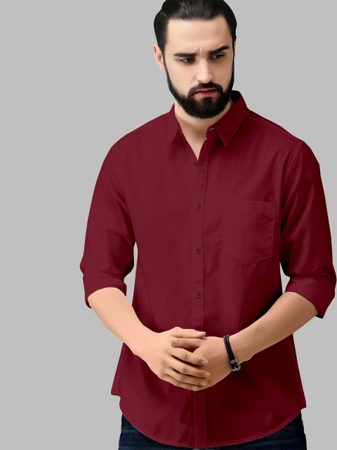 

Fashion FRICKS Men Maroon Solid Casual Shirt