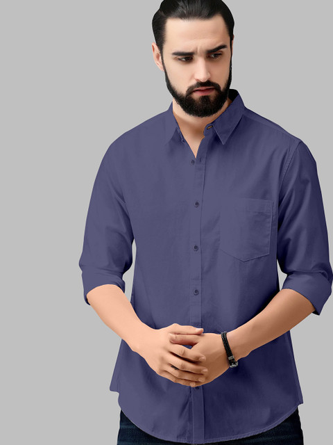 

Fashion FRICKS Men Blue Solid Casual Shirt