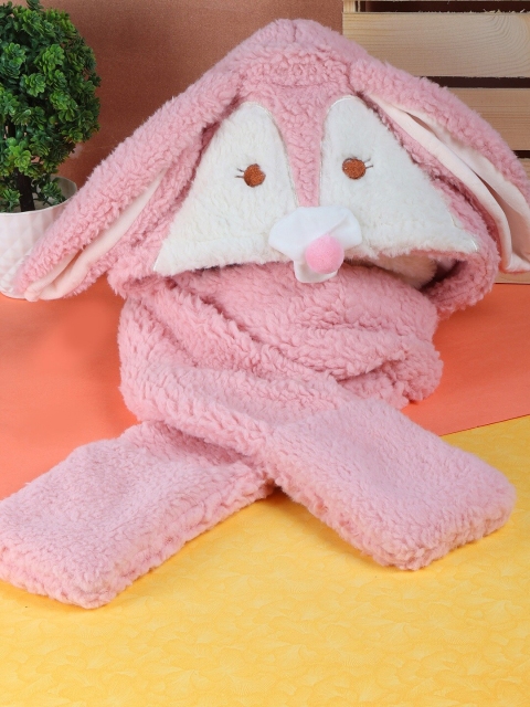 

PASSION PETALS Girls Pink & White Rabbit Style Muffler Cap