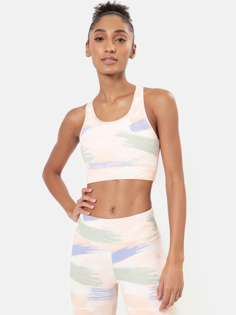 

Cultsport Women Peach print yoga co-ord set, Pink