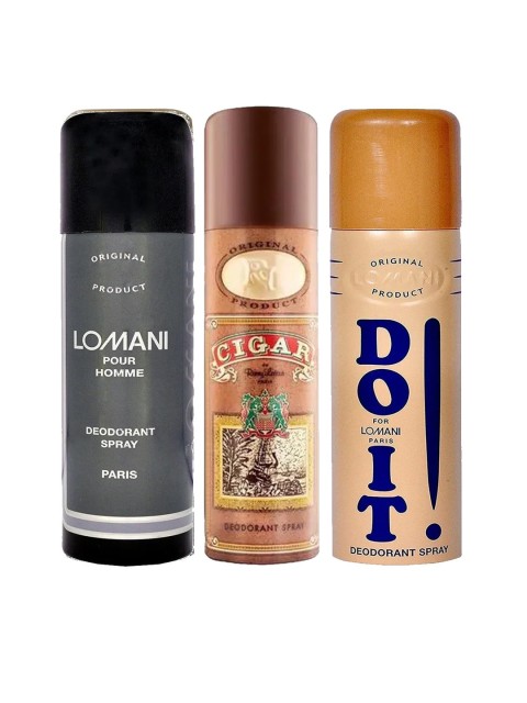 

Lomani Deo Combo 3 Set Do it + Cigar + Pour Homme Deodorant 200ml, Brown