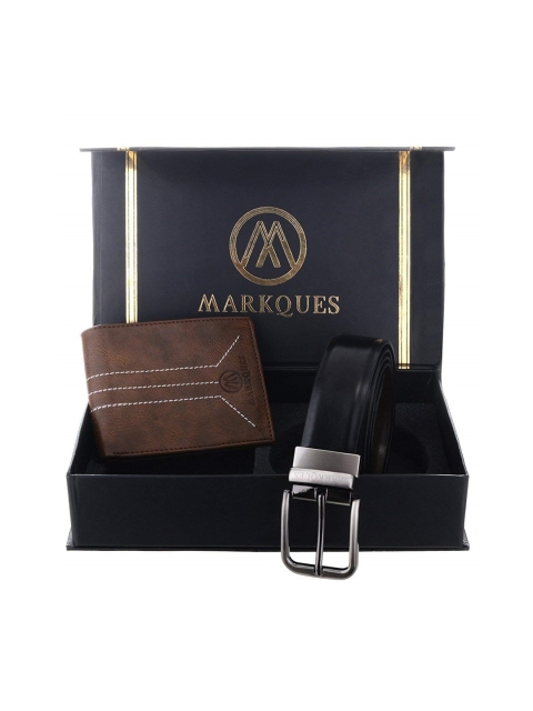 

MARKQUES Men Brown & Black Solid Accessory Gift Set