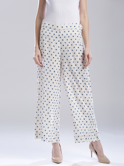 

W Women Off-White Tapered Fit Printed Parallel Trousers