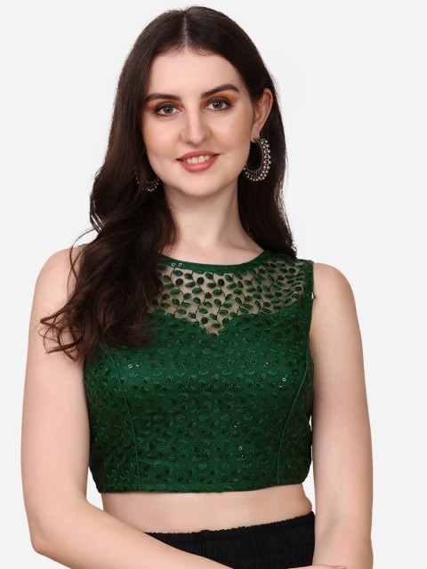 

Fab Viva Embroidered Saree Blouse, Green
