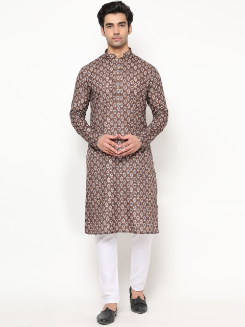 

THE GENTLEMENS CLUB Men Floral Kurta, Brown